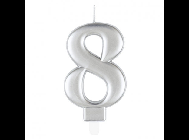 Κερί 8 Μεταλλικό Ασημί / 8 εκ.