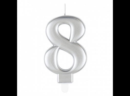 Κερί 8 Μεταλλικό Ασημί / 8 εκ.