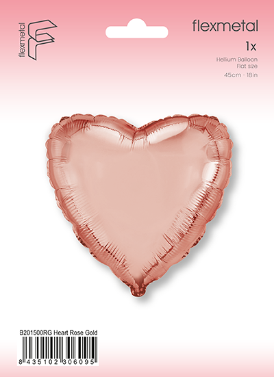 Μπαλόνι Φοιλ 18 Καρδιά - Ροζ Χρυσό / 46 εκ - Συσκευασμένο