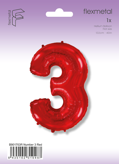 Φοιλ Σχήμα Κόκκινο Νούμερο 3 / 90εκ ύψος - Συσκευασμένο