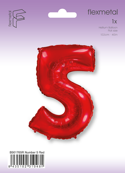Φοιλ Σχήμα Κόκκινο Νούμερο 5 / 90εκ ύψος - Συσκευασμένο