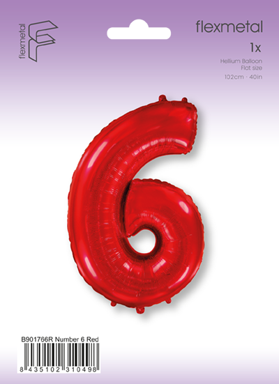 Φοιλ Σχήμα Κόκκινο Νούμερο 6 / 90εκ ύψος - Συσκευασμένο