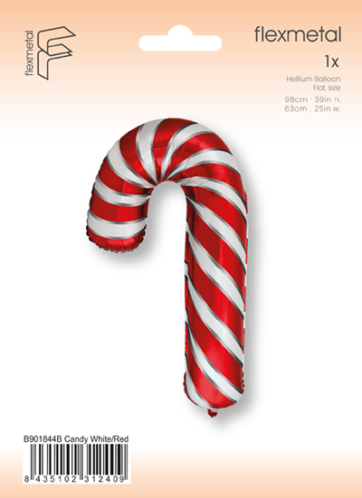 Μπαλόνι Φοιλ Σχήμα Γλειφιτζούρι Κόκκινο - Candy Cane / 98εκ x 63εκ - Συσκευασμένο