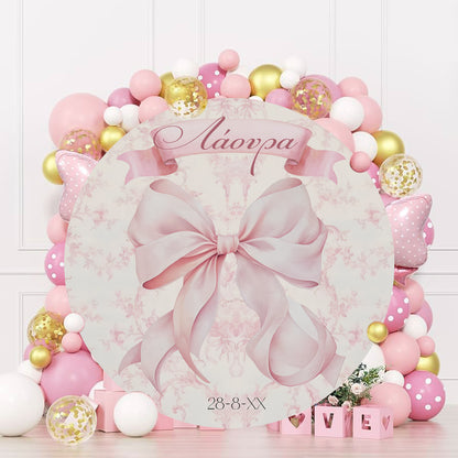 Αφίσα Βάπτισης - Ροζ Φιόγκος Στρογγυλή 1,30m