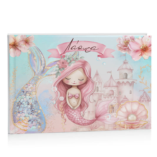 Βιβλίο Ευχών βάπτισης - Ροζ Γοργόνα