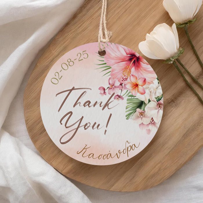 Ευχαριστήριο καρτελάκι Tropical Ιβίσκος- Στρογγυλό