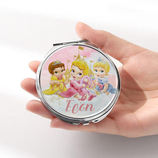 Καθρεφτάκι Baby Πριγκίπισσες Ασημί Στρογγυλό