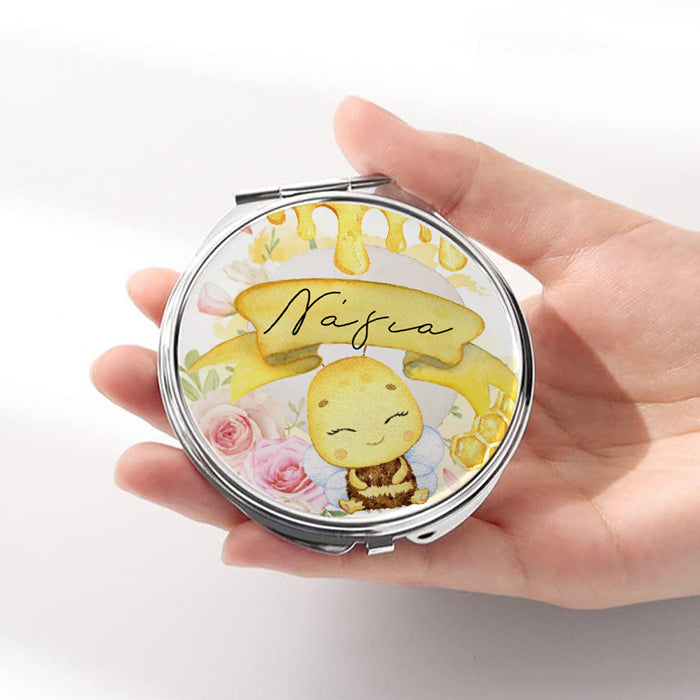 Καθρεφτάκι Μέλισσα Ασημί Στρογγυλό