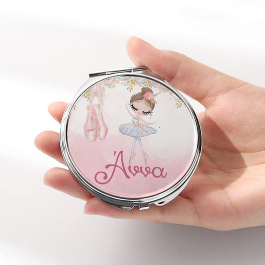 Καθρεφτάκι Μπαλαρίνα Ασημί Στρογγυλό