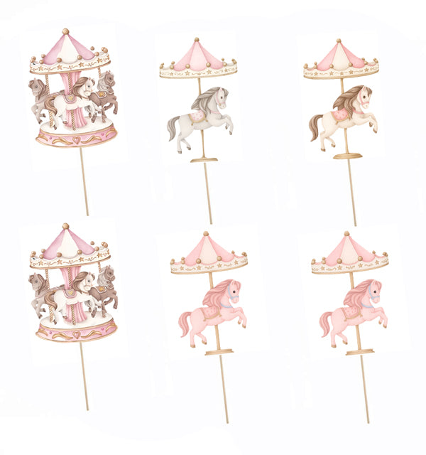 Οδοντογλυφίδες Ροζ Καρουζέλ (6 τεμ)