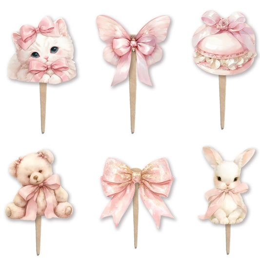 Οδοντογλυφίδες Ροζ Φιόγκος (6 τεμ)