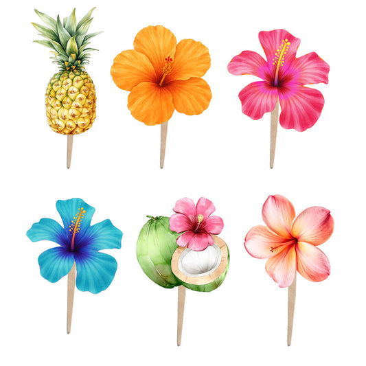 Οδοντογλυφίδες πάρτυ Tropical Ιβίσκος (6 τεμ)