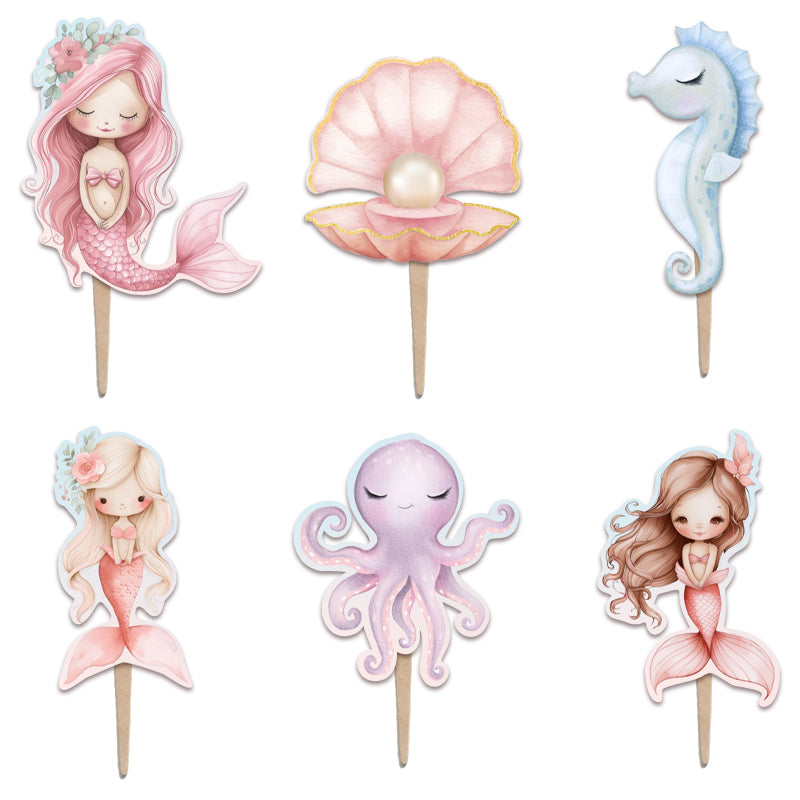 Οδοντογλυφίδες πάρτυ Ροζ Γοργόνα (6 τεμ)