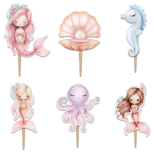 Οδοντογλυφίδες πάρτυ Ροζ Γοργόνα (6 τεμ)