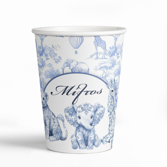 Ποτήρια Με Όνομα - Blue Toile Ζώα Της Ζούγκλας (3 τεμ)