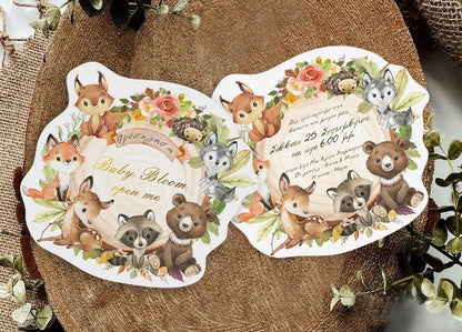 Προσκλητήριο βάπτισης σχηματικό Ζώα του Δάσους