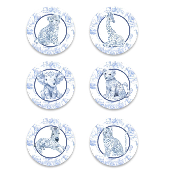 Σετ κονκάρδες - Blue Toile Ζώα Της Ζούγκλας (6 τεμ)