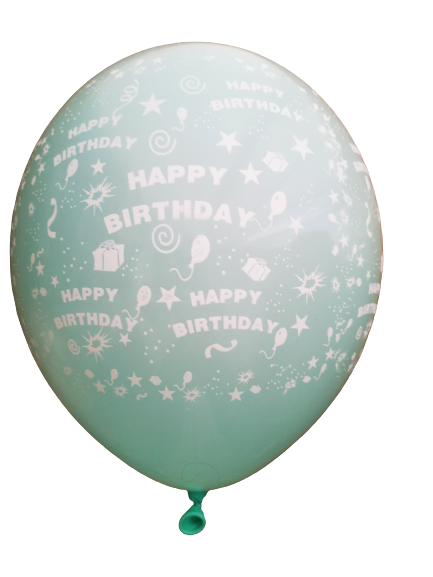 Μπαλόνια Λατεξ 12 Light Green  Happy Birthday all Around /25 τεμ