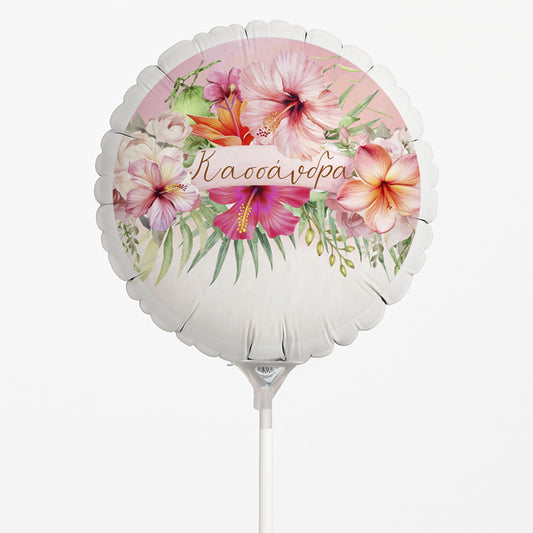 Mini Shape Μπαλόνι Foil Στρογγυλό Tυπωμένο 4" - Tropical Ιβίσκος