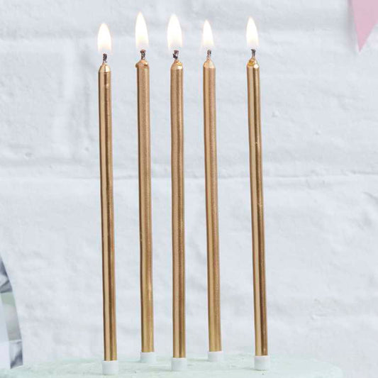 Κεριά 14εκ Χρυσό / 24 τμχ