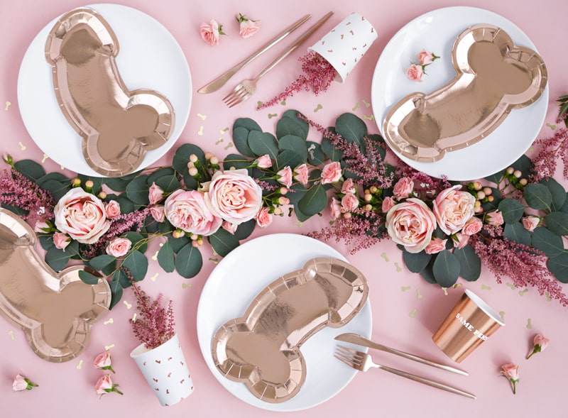 Χάρτινα Πιάτα Ροζ Χρυσό σε σχήμα Πέους 26.5 x 15.5εκ  / 6 τμχ