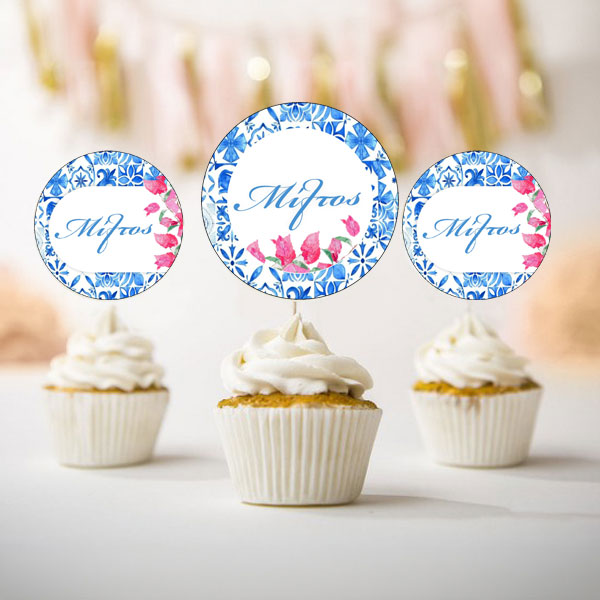 Topper Cupcake - Βουκαμβίλια (6 τεμ)