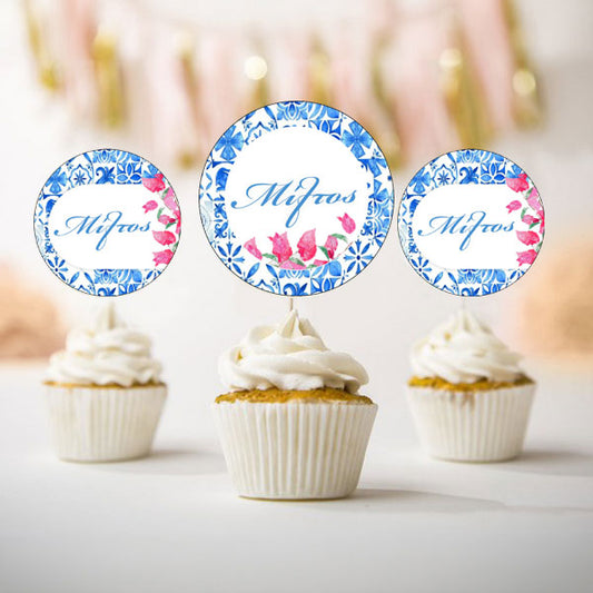 Topper Cupcake - Βουκαμβίλια (6 τεμ)