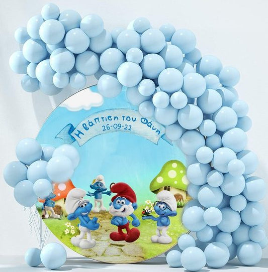 Στρογγυλή Αφίσα με μήνυμα Στρουμφάκια 1,30 m