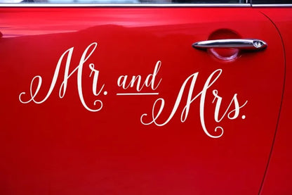 Αυτοκόλλητο αυτοκινήτου γάμου “Mr and Mrs”