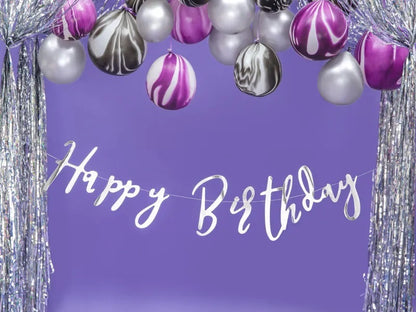 Ασημί Γιρλάντα Happy Birthday 16.5x62cm