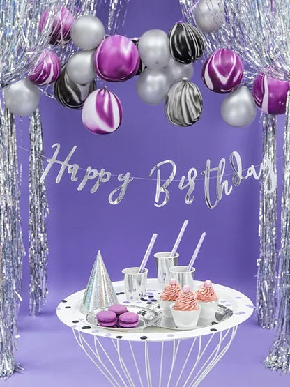 Ασημί Γιρλάντα Happy Birthday 16.5x62cm