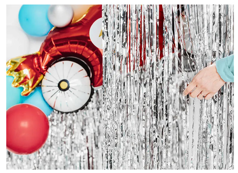 Ασημί Μεταλλική Κουρτίνα Διακόσμησης