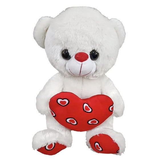 Άσπρο Αρκουδάκι Βαλεντίνου με καρδούλα 25cm