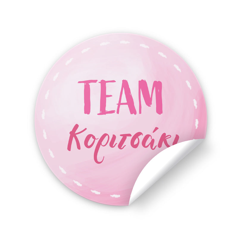 Αυτοκόλλητα για Gender Reveal - Team Κοριτσάκι (6 τεμ)