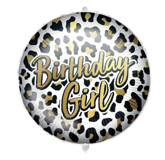 Μπαλόνι Birthday Girl Λεοπάρ - φουσκωμένο με ήλιον