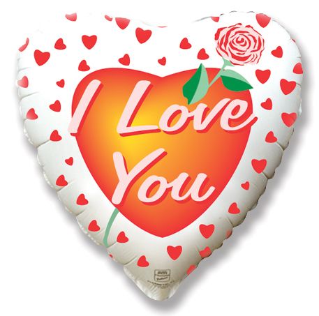 Μπαλόνι Φοιλ 18 Καρδιά I love you με Τριαντάφυλλο / 46 εκ