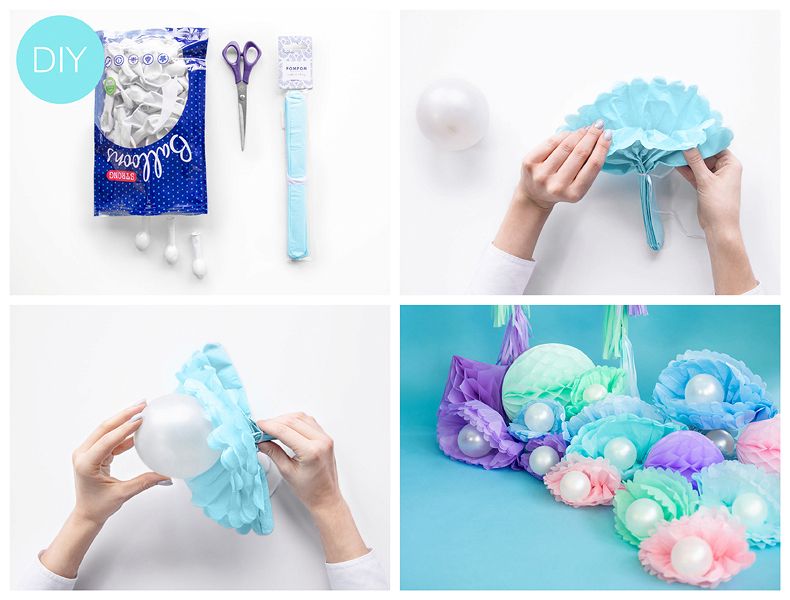 Baby Blue χάρτινο Pom Pom - 35cm