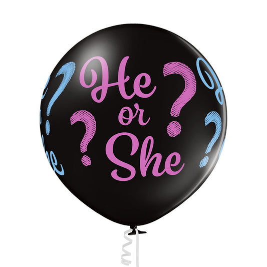 Μπαλόνι Λάτεξ 25 Gender Reveal Μαύρο He or She ? / 1 τεμ