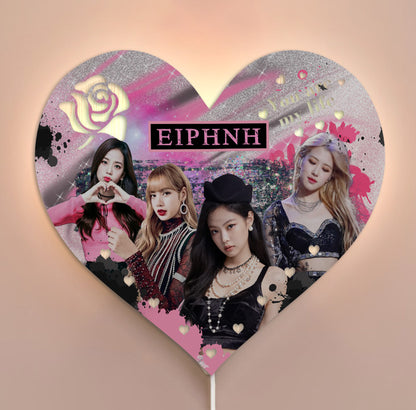 Ξύλινο Φωτιστικό καρδιά - BlackPink