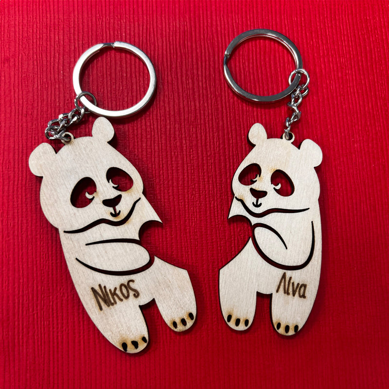 Μπρελόκ για ζευγάρι - Αρκουδάκια Panda (2 τεμ)