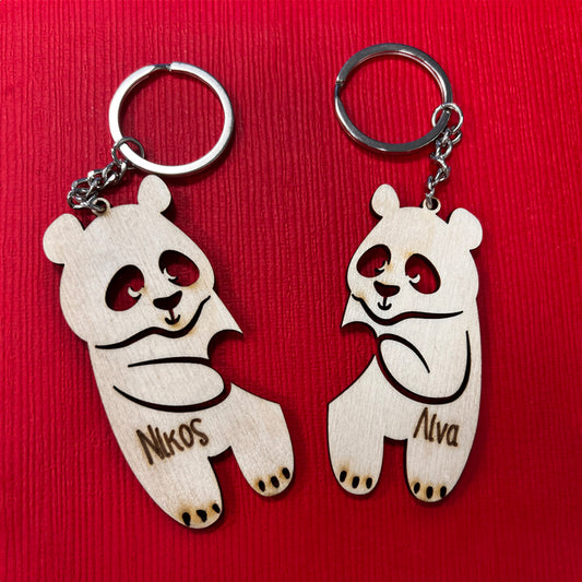 Μπρελόκ για ζευγάρι - Αρκουδάκια Panda (2 τεμ)