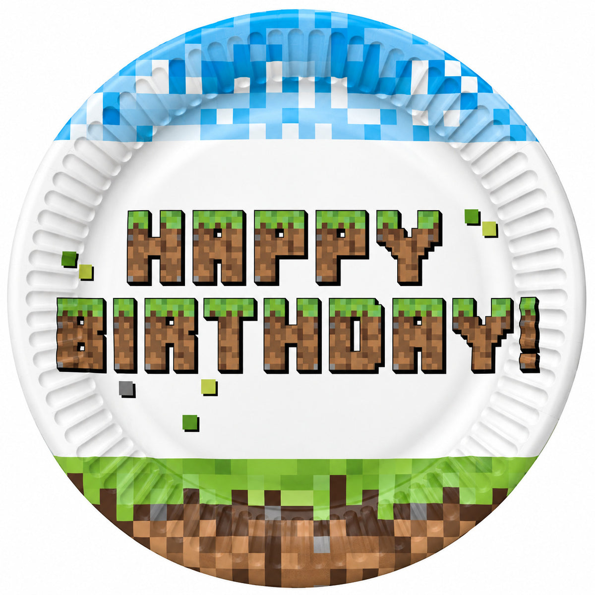 Πιάτα γλυκού Happy Birthday - Pixel Block (8 τεμ)
