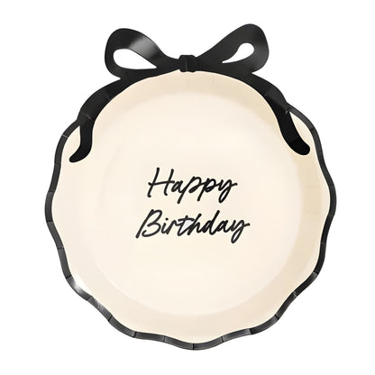 Χάρτινα Πιάτα με Φιόγκο - Happy Birthday (6 τεμ)