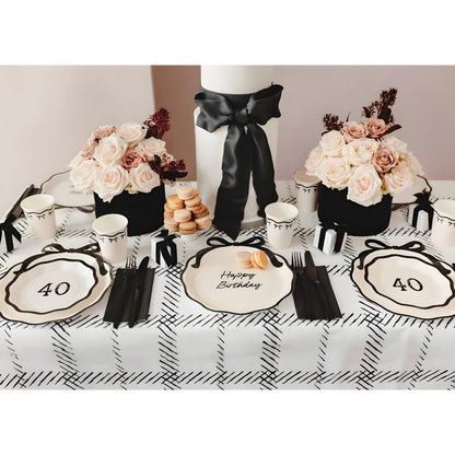Χάρτινα Πιάτα με Φιόγκο - Happy Birthday (6 τεμ)