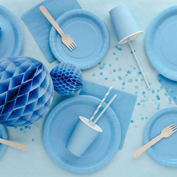 Χάρτινα Πιάτα φαγητού - Γαλάζια (6 τεμ)