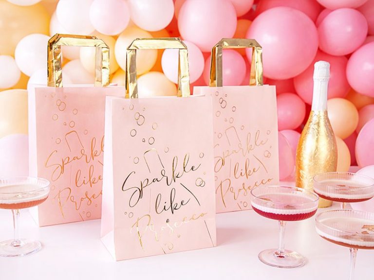 Χάρτινες σακούλες δώρων ροζ Prosecco (6 τεμ)