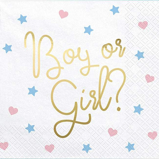 Χαρτοπετσέτες "Boy or Girl" για Gender Reveal (20 τεμ)