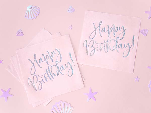 Χαρτοπετσέτες απαλό ροζ "Happy Birthday" (20 τεμ)