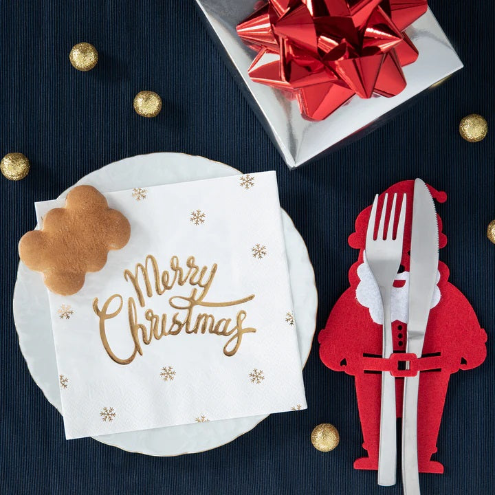 Χαρτοπετσέτες άσπρες Merry Christmas (10 τεμ)