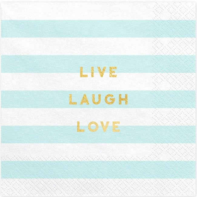 Χαρτοπετσέτες Γαλάζιες ριγέ - Live Laugh Love (20 τεμ)